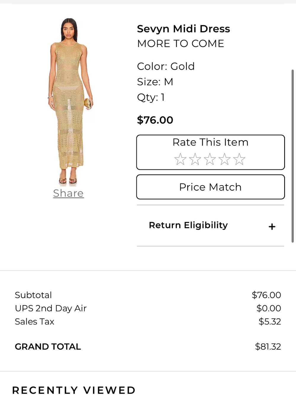 Gold Midi Dress